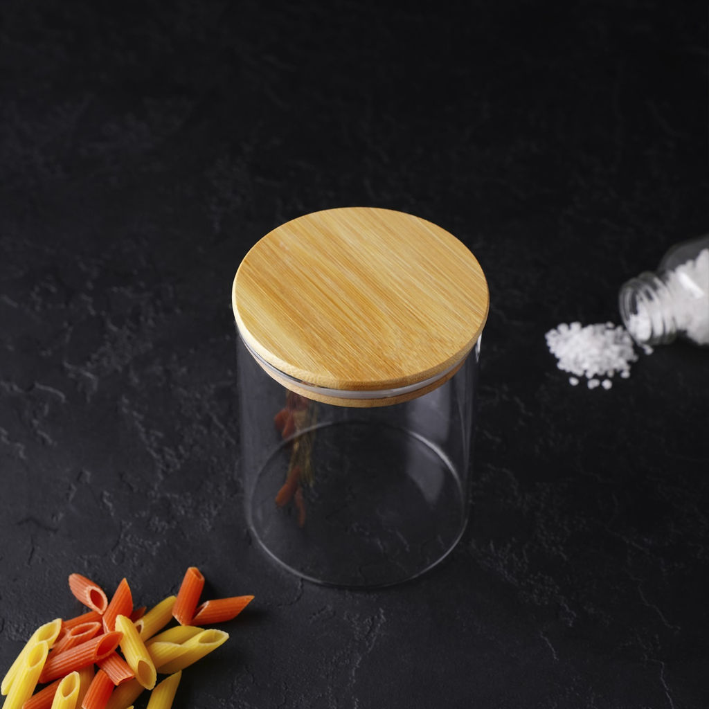Банка для сыпучих Бамбуковая кр d95/10,5см 700мл S0209510B стекло арт.698770