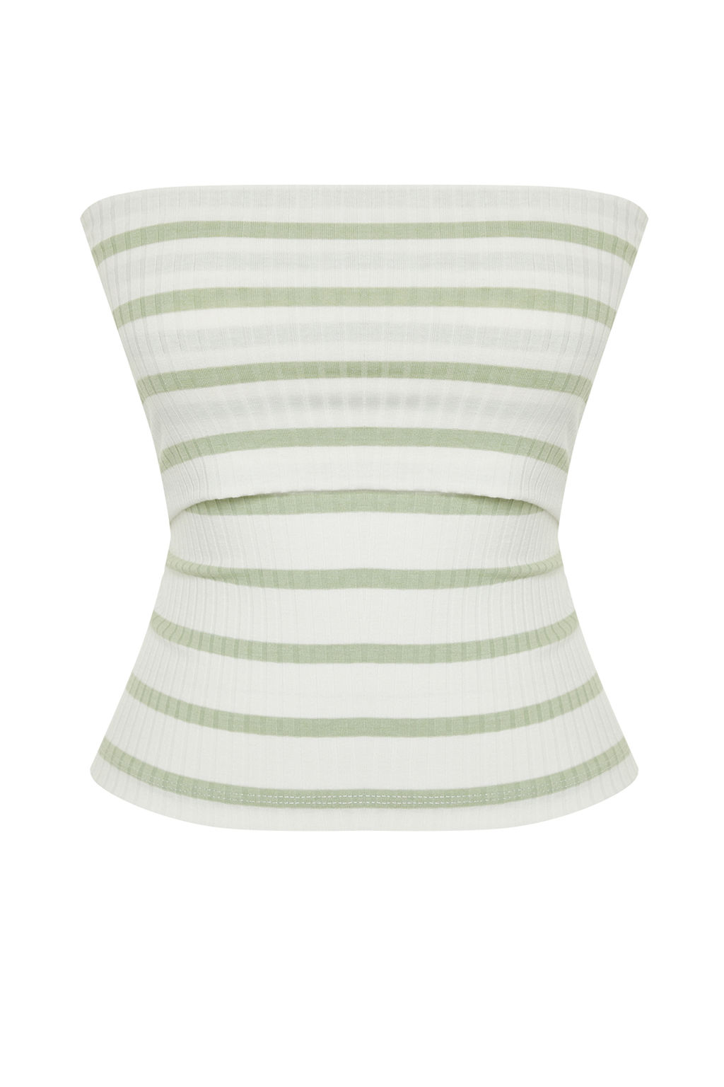 Yesil Cizgili Straplez Fitilli Esnek Orme Bluz TWOSS24BZ00475 - Trendyolmilla фото 7