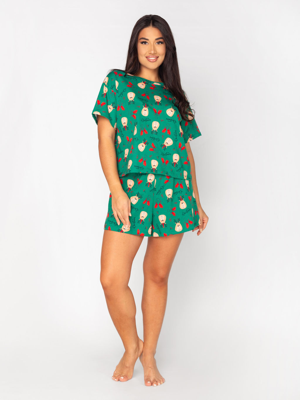 Пижама женская кулирка с шортами "КРИСТИ" ЗЕЛЕНЬ