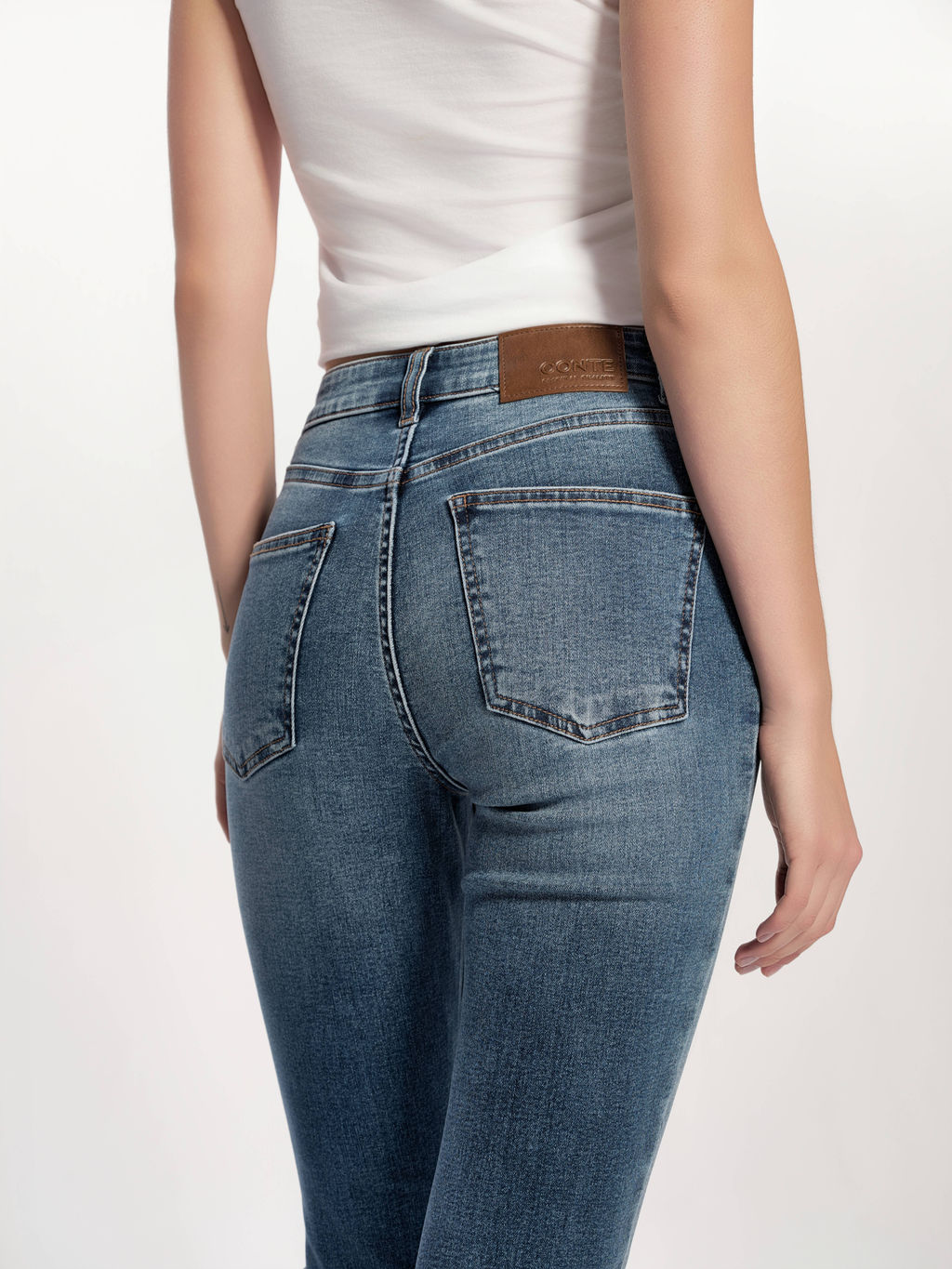 CONTE CON-721 Джинсы skinny с эффектом потёртостей и необработанным краем blue - Conte elegant фото 5