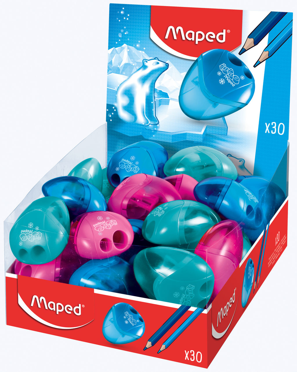 Точилка MAPED I-GLOO с контейнером, ассорти, корпус пластик, 2 отверстия