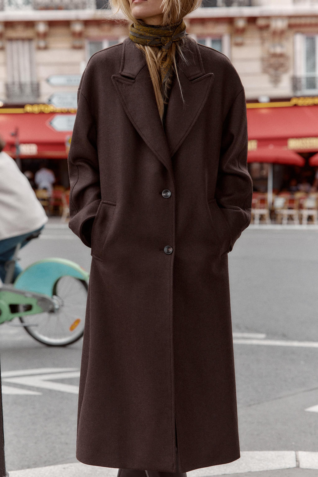 COAT WITH COMBINED LEATHER EFFECT COLLAR - Zara фото 2