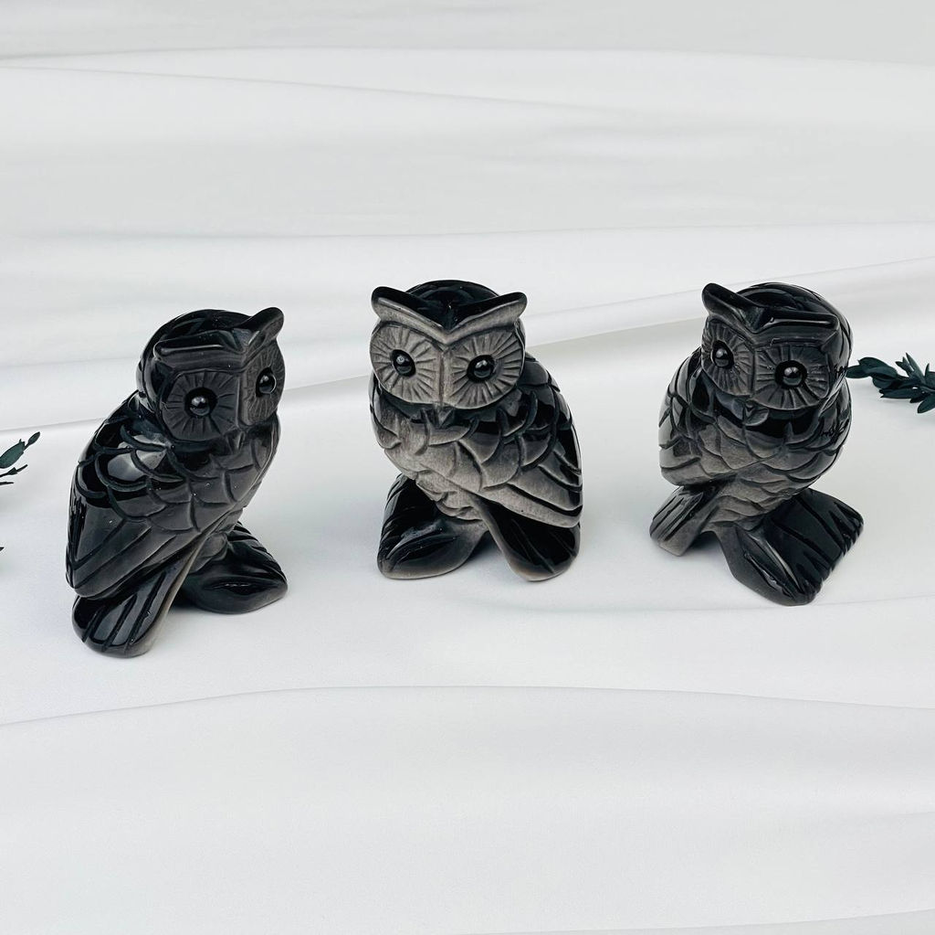 Фигурка Сова из серебристого Обсидиана