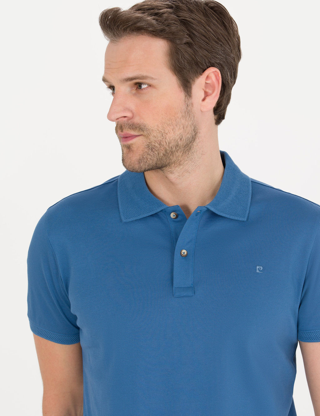 Koyu Mavi Slim Fit Polo Yaka Merserize Ti__rt