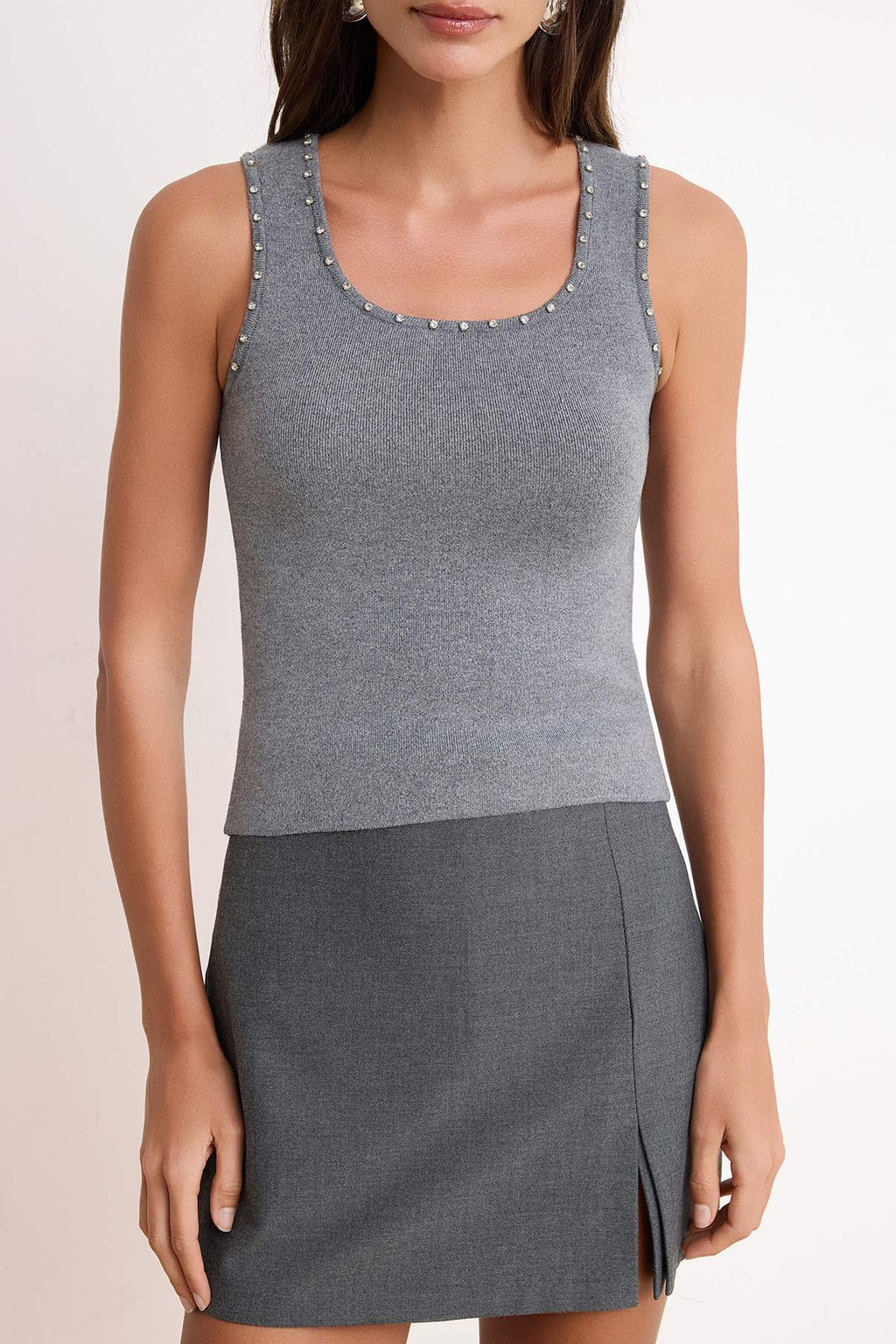 Antrasit Premium Iplik/Ozel Iplik Tas Islemeli Triko Bluz TWOSS26BZ00286 - Trendyolmilla фото 3