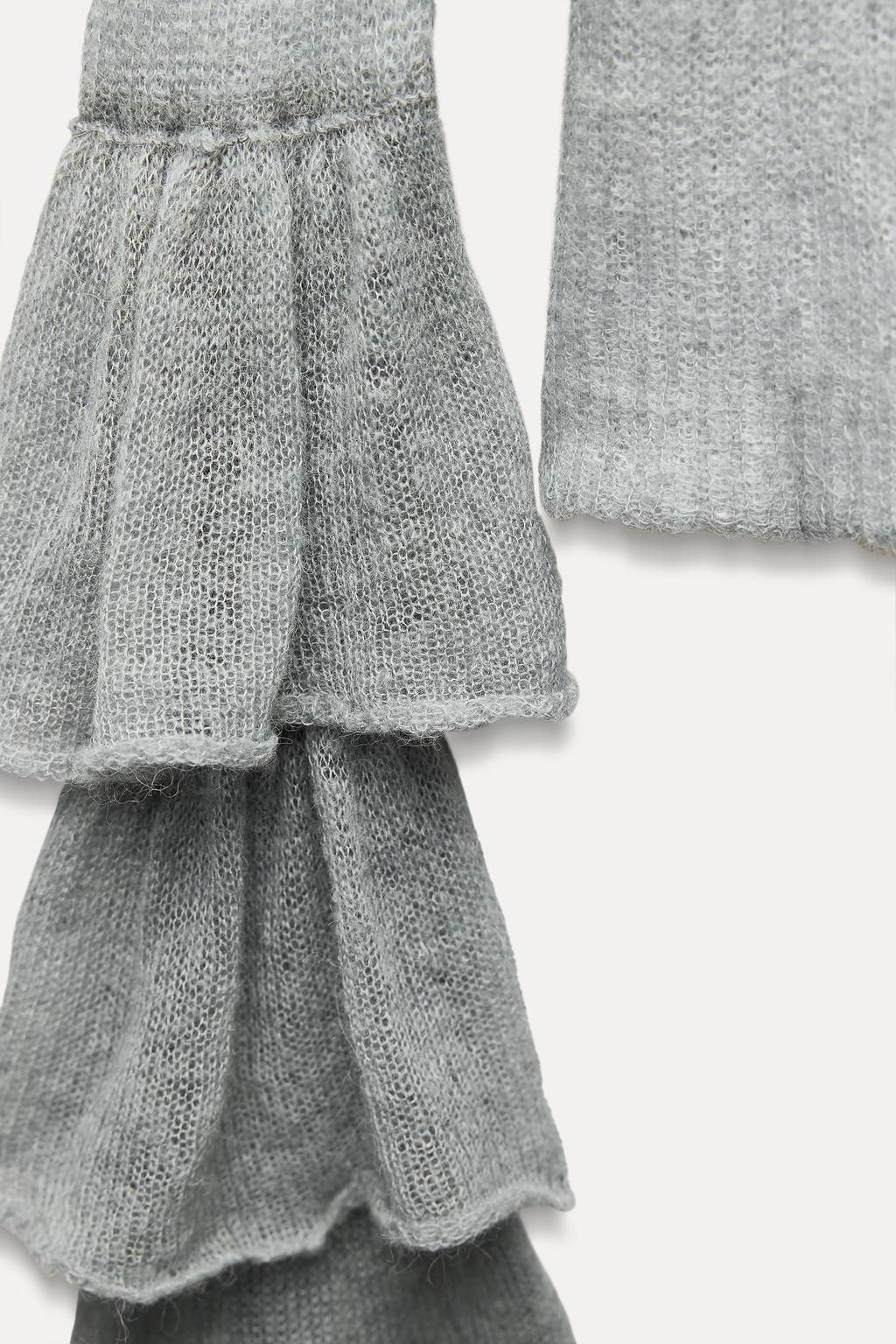 RUFFLED ALPACA AND FELT TEXTURE BLEND CARDIGAN - Zara фото 8