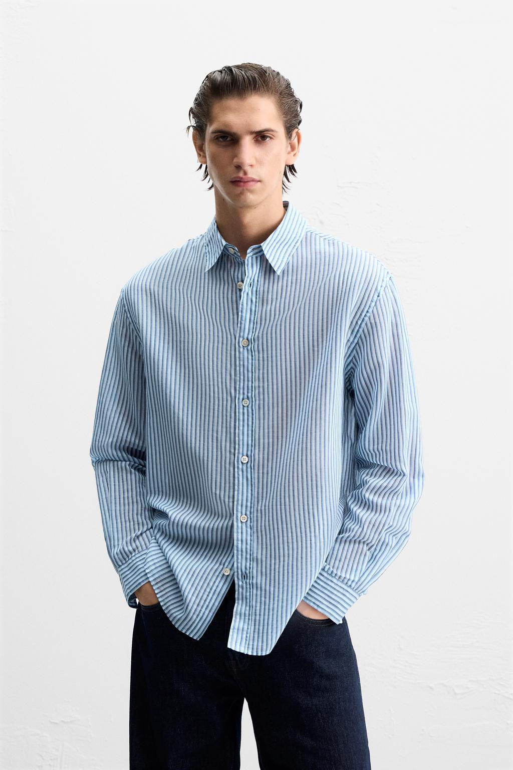 STRIPED COTTON - SILK SHIRT - Zara фото 2