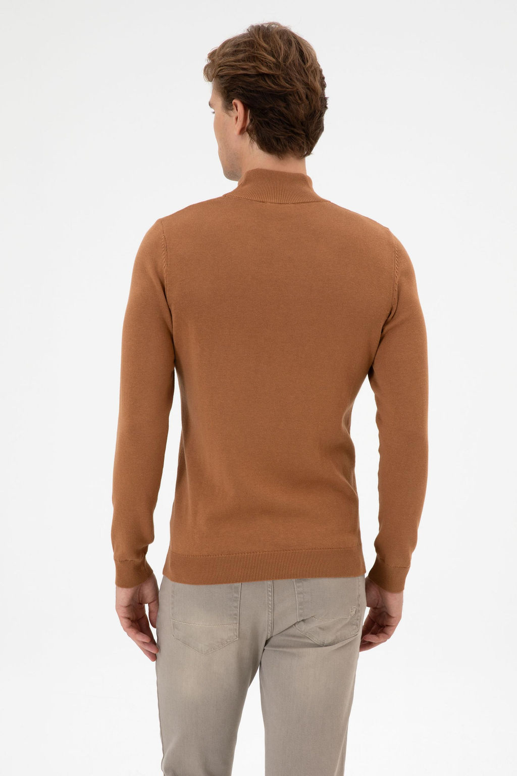 Erkek Slim Fit Bo_azl_ Camel Basic Kazak - U.s. polo assn фото 5