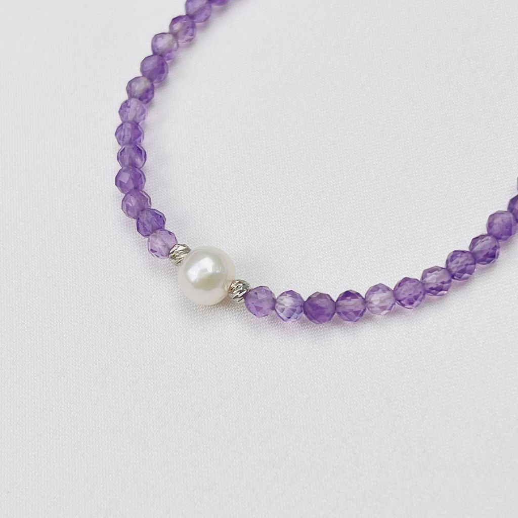 Браслет из Аметиста и Жемчуга 18 см +