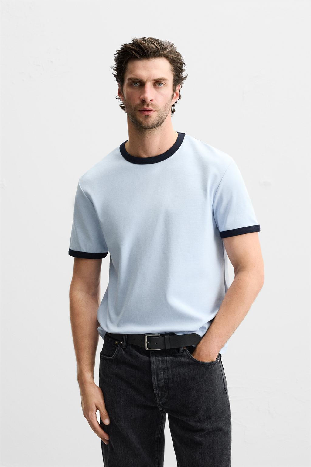 BASIC CONTRAST RIB T-SHIRT - Zara фото 26