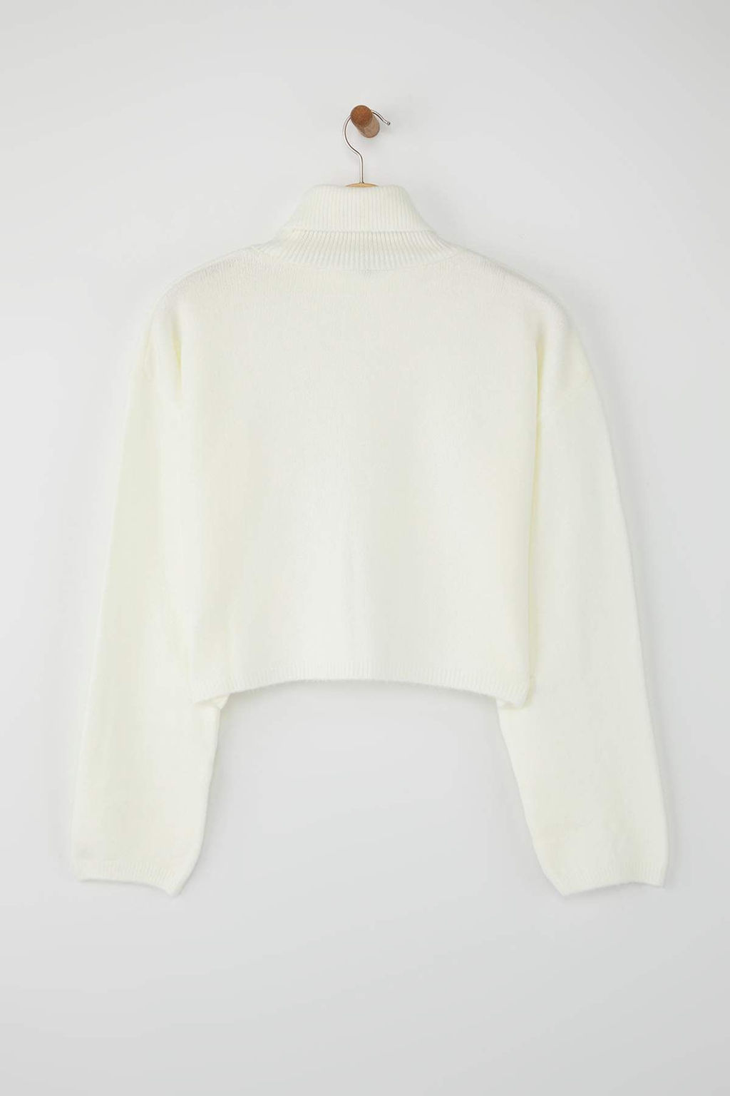 Kahverengi Wardrobe Essentials Genis Kal?p Yumusak Dokulu Crop/K?sa Triko Kazak TWOAW26KZ00113 - Trendyolmilla фото 6