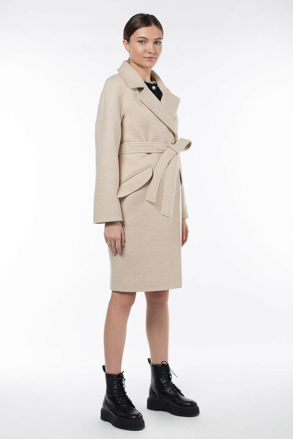 Пальто женское демисезонное (пояс) - El podio фото 4