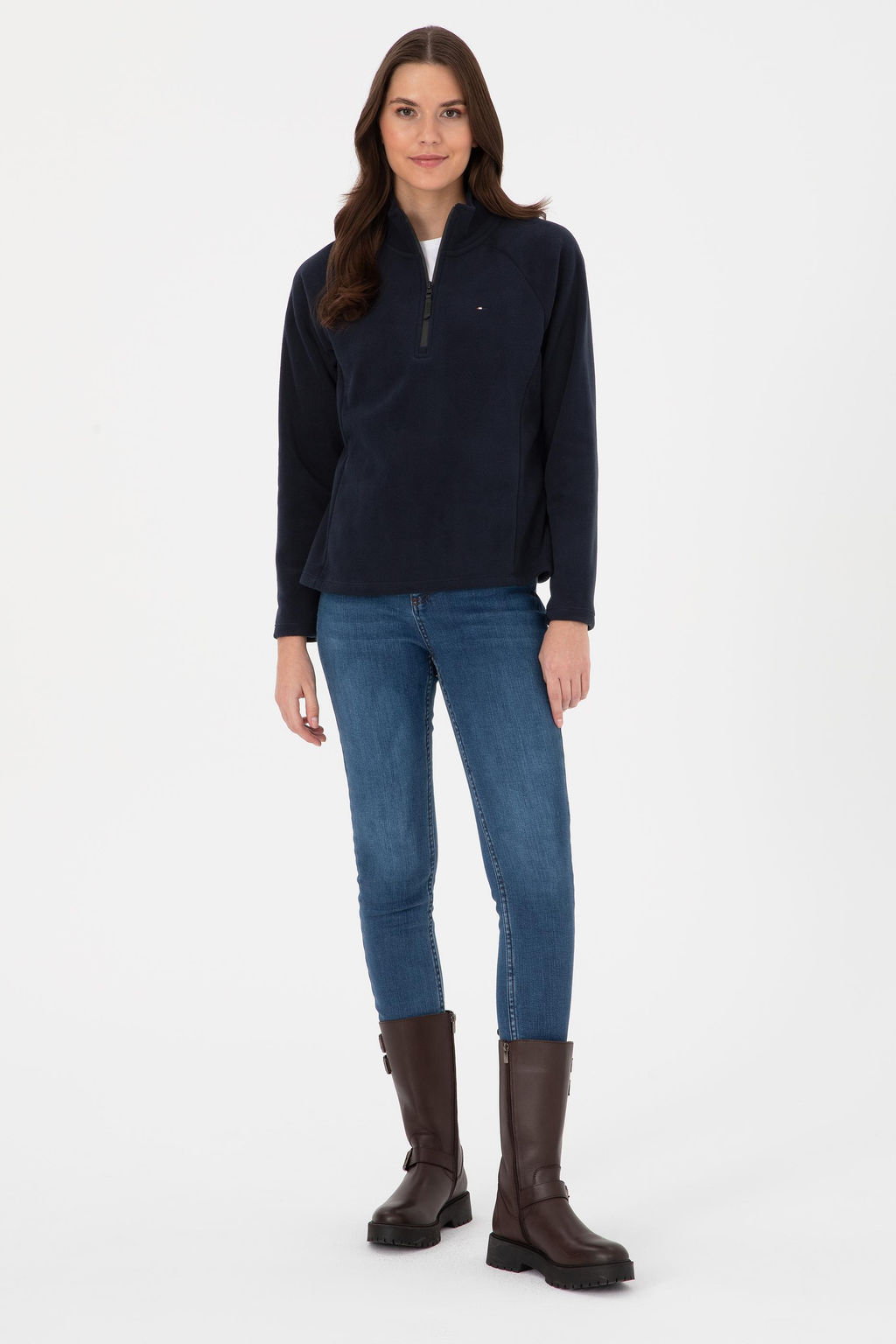 Kad_n Lacivert Fermuarl_ Dik Yaka Polar Sweatshirt - U.s. polo assn фото 4