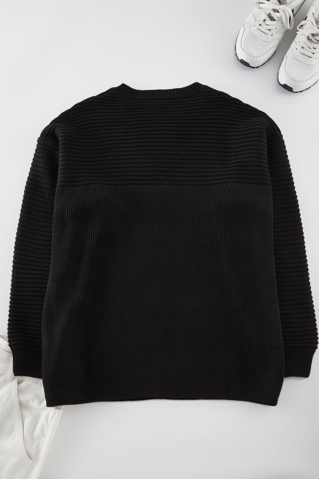 TRENDYOL MAN Siyah Oversize Bisiklet Yaka Dokulu Triko Buyuk Beden Kazak TMNAW25AN00010 - Trendyolmilla фото 8