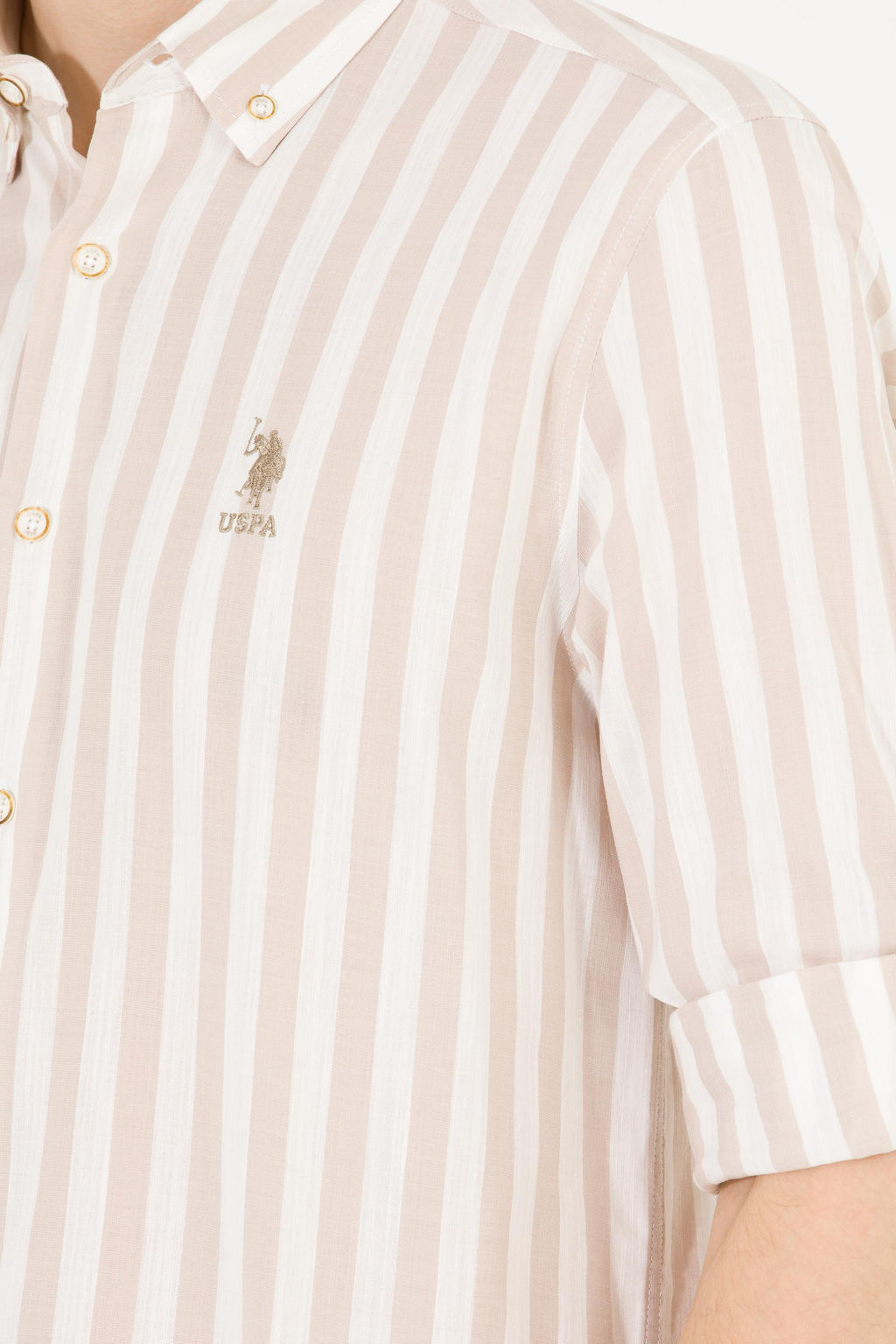 U. S. Polo Assn / Мужская белая рубашка в каменную полоску - U.s. polo assn фото 21