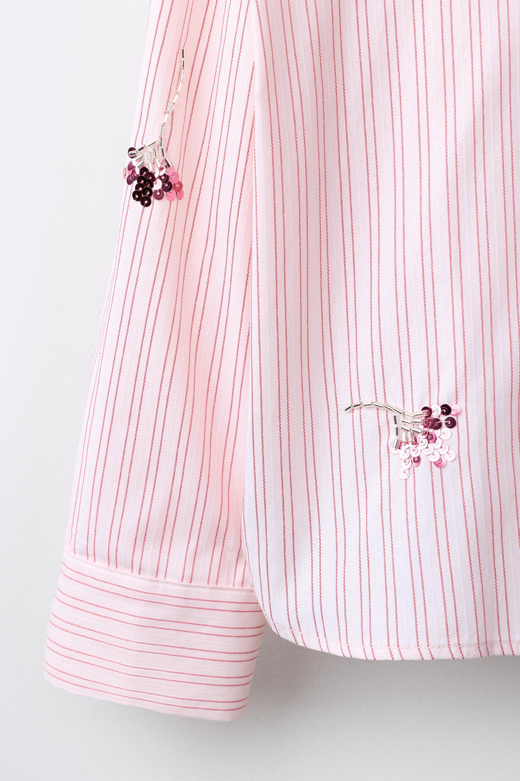 CAMISA Y TOP RAYAS FLORES LENTEJUELAS / Rosa pastel - Zara фото 12