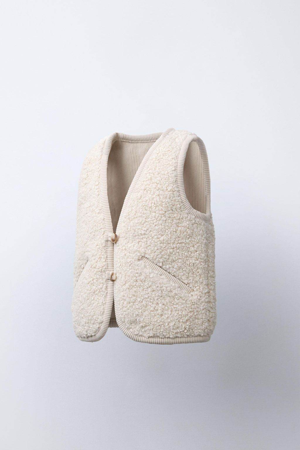 CONTRAST CORDUROY AND FAUX SHEARLING WAISTCOAT - Zara фото 2