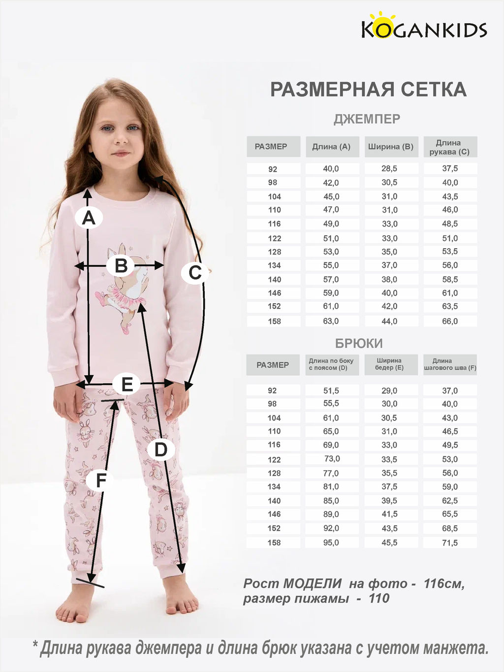 Нежно-розовая пижама для девочки с принтом - Kogankids фото 27