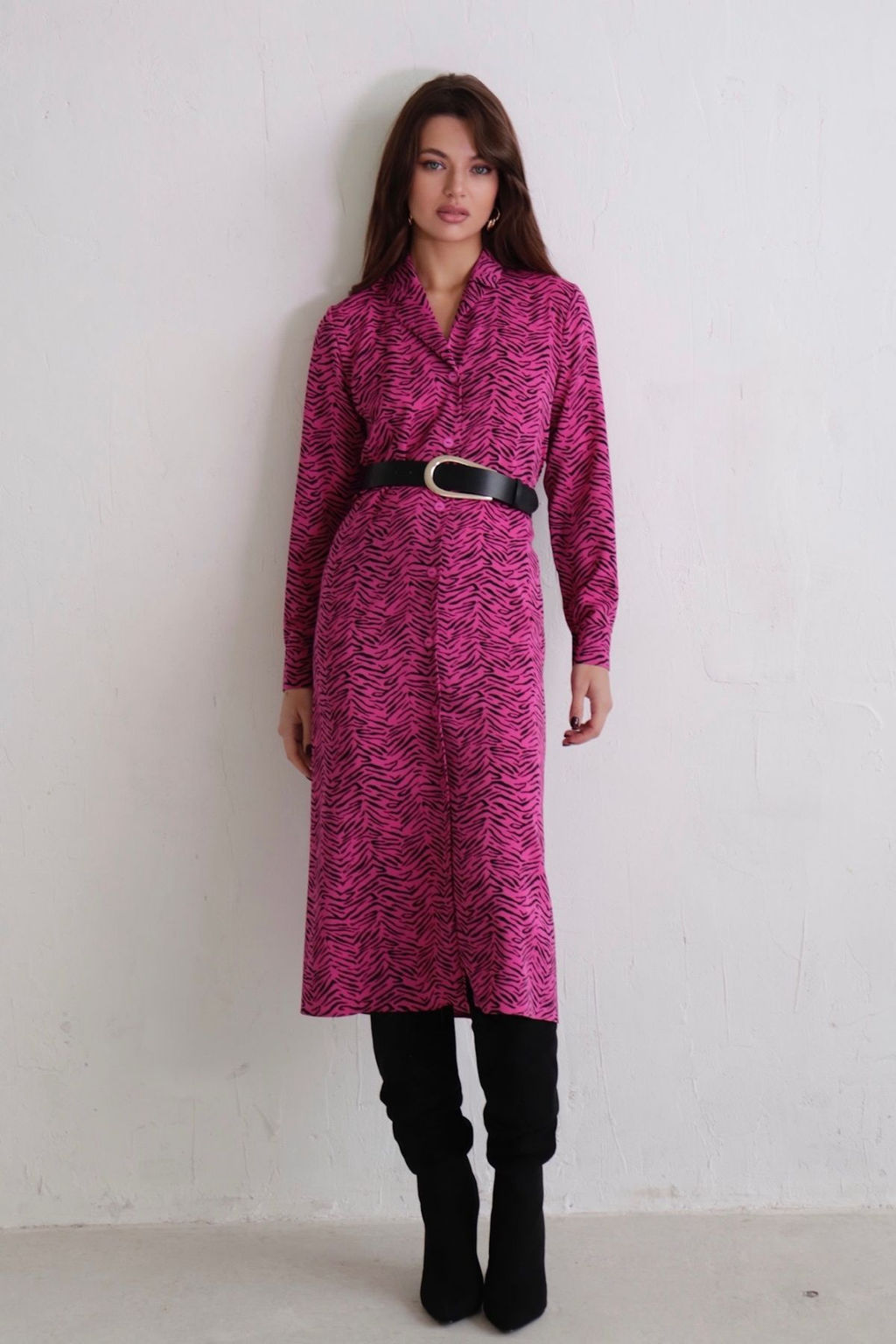 Платье-рубашка с английским воротником принт - Martichelli фото 63