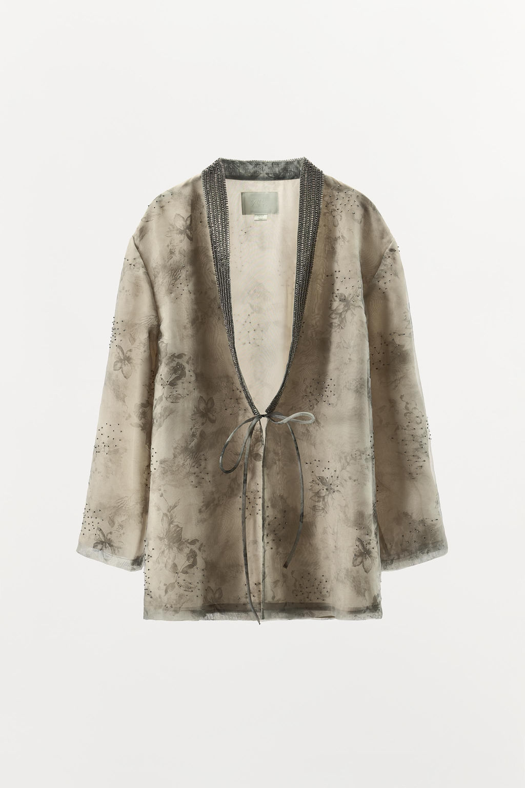 BEADED PRINTED ORGANZA KIMONO - Zara фото 16