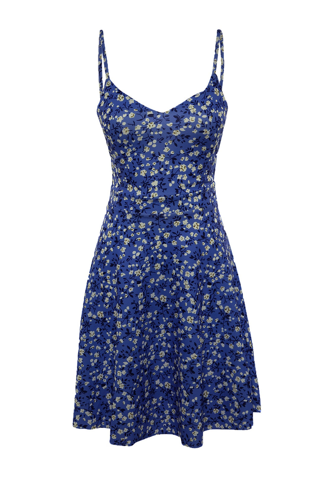 Mavi Cicek Desenli S?rt Dekolteli Belden Ac?lan Mini Ayarlanabilir Ask?l? Orme Elbise TWOSS20EL1630 - Trendyolmilla фото 4