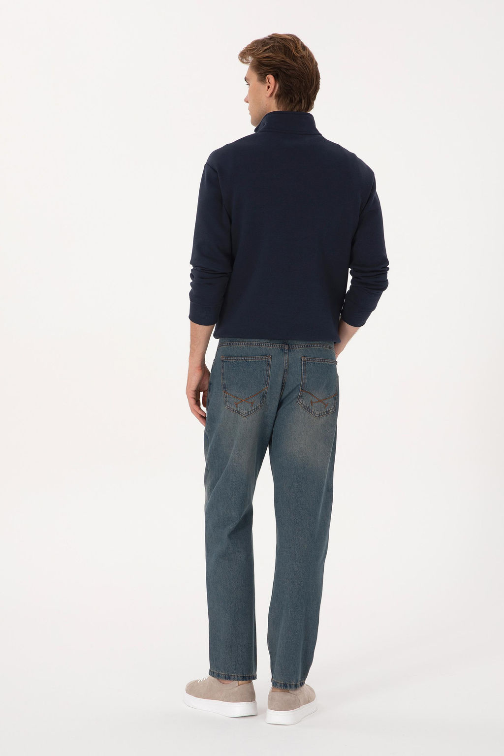 Erkek Ye_il Loose Fit Jean Pantolon