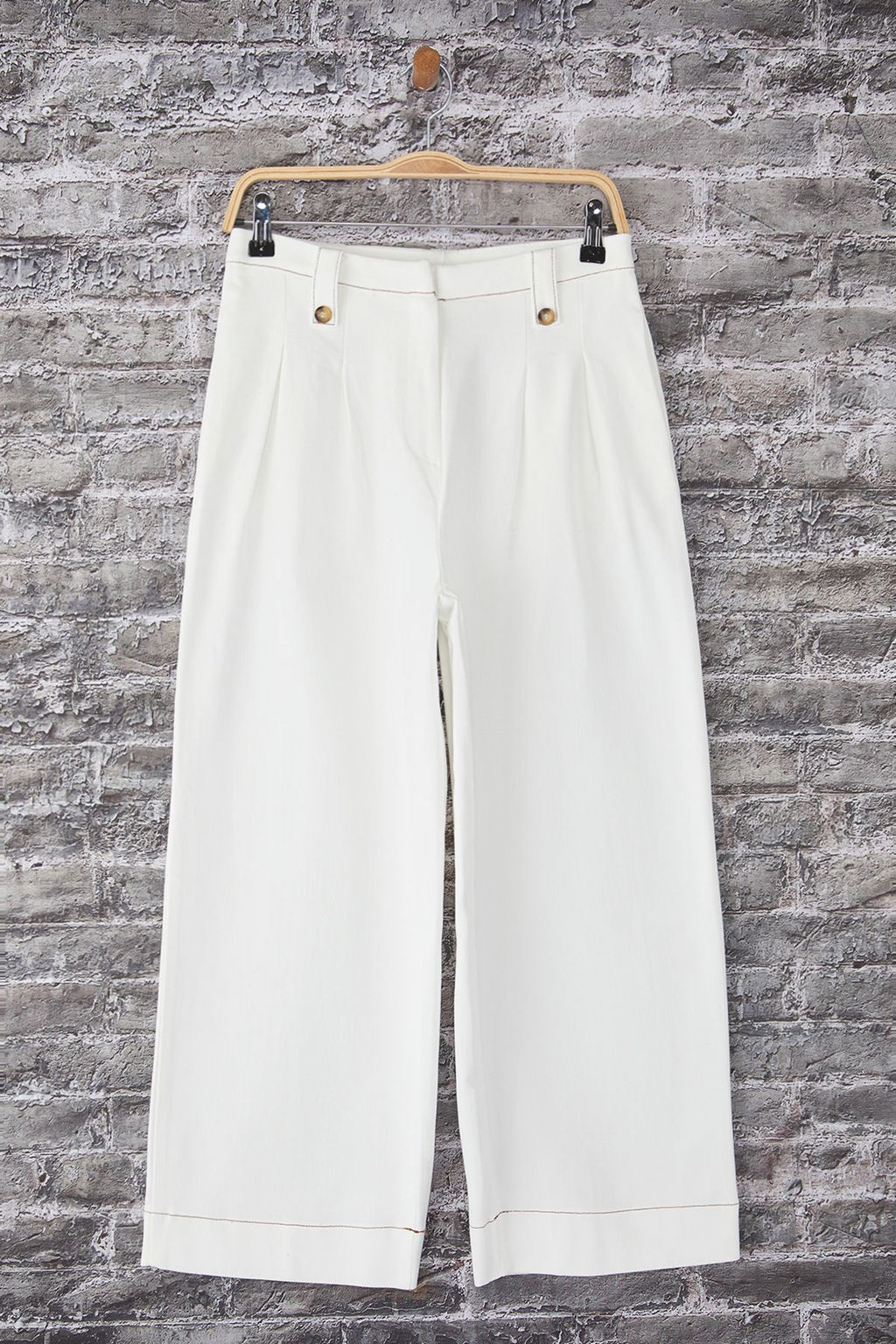 Trendyolmilla Beyaz Kal?n Gabardin %100 Pamuk Kumas Wide Leg Extra Genis Paca Pantolon TWOSS25PL00100  фото 6
