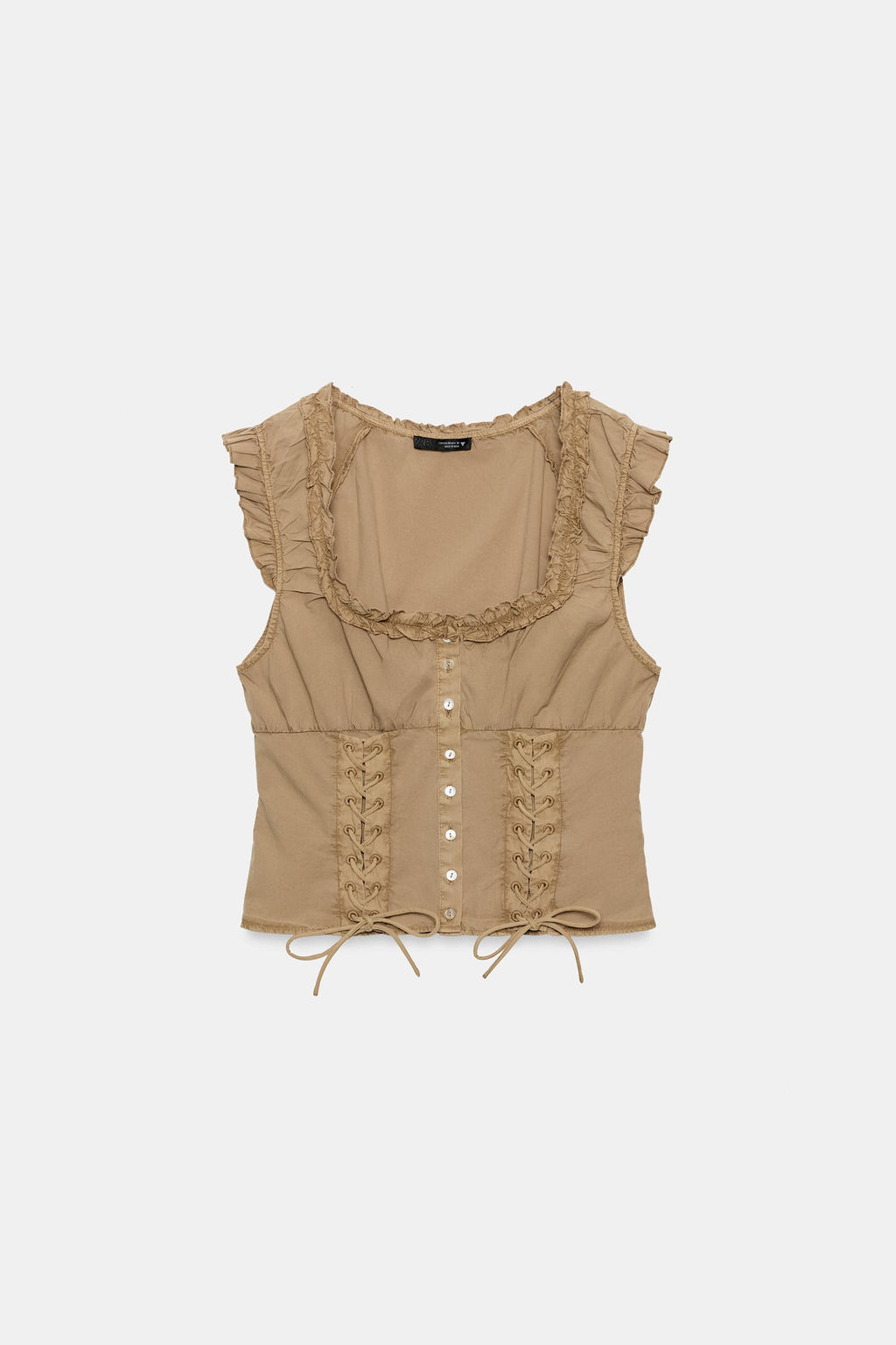TOP POPEL?N EFECTO LAVADO / Ocre - Zara фото 5
