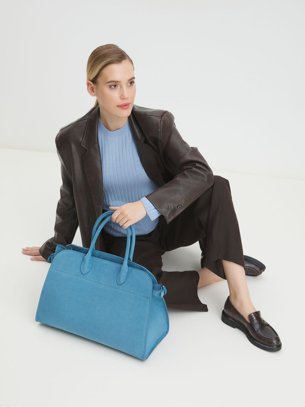 Женский тоут CALZETTI ASHLEY MAXI Артикул 4250308, серо-голубой  фото 7