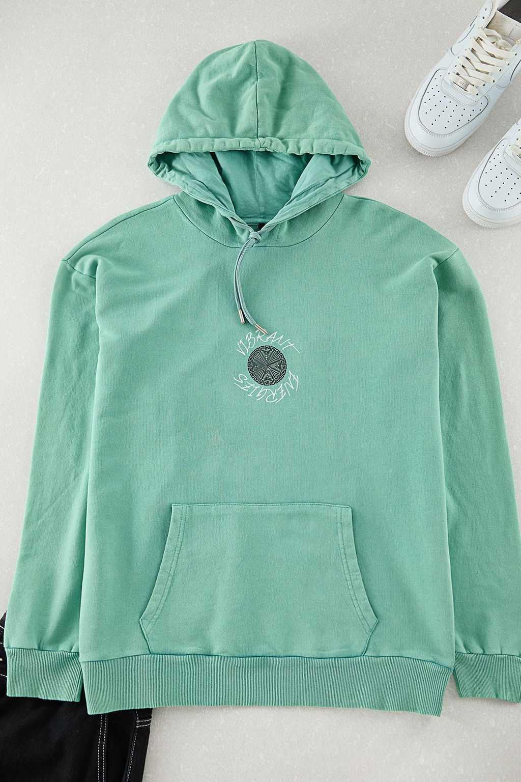 Mint Oversize/Genis Kesim Yaz? S?rt Bask?l? Soluk Efektli Sardonsuz Sweatshirt TMNAW25SW00043