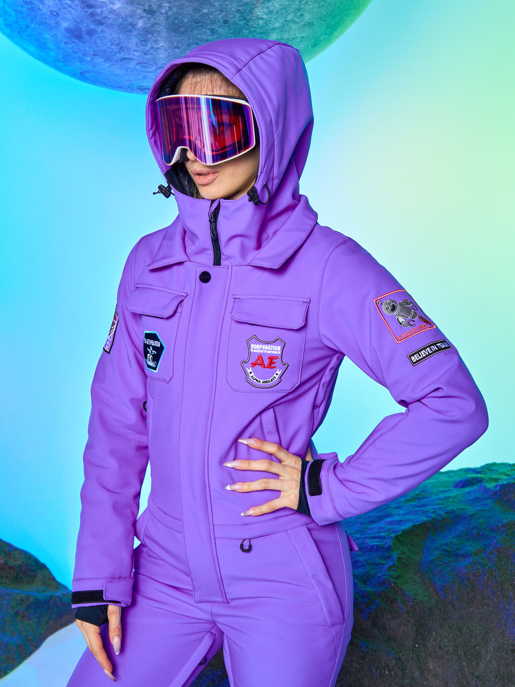 Женский сноубордический горнолыжный комбинезон Alpha Endless Aeternitas 223/2305 PRP - Пурпурное Сердце  фото 21