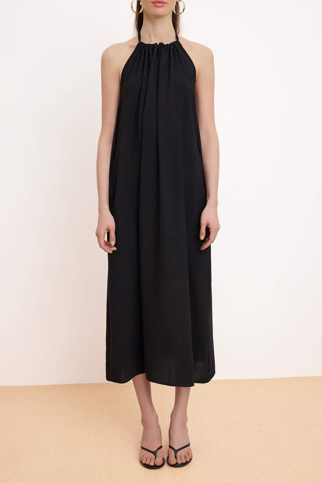 Siyah Rahat Kesim Maxi Dokuma Elbise TWOSS26EL00329 - Trendyolmilla фото 3