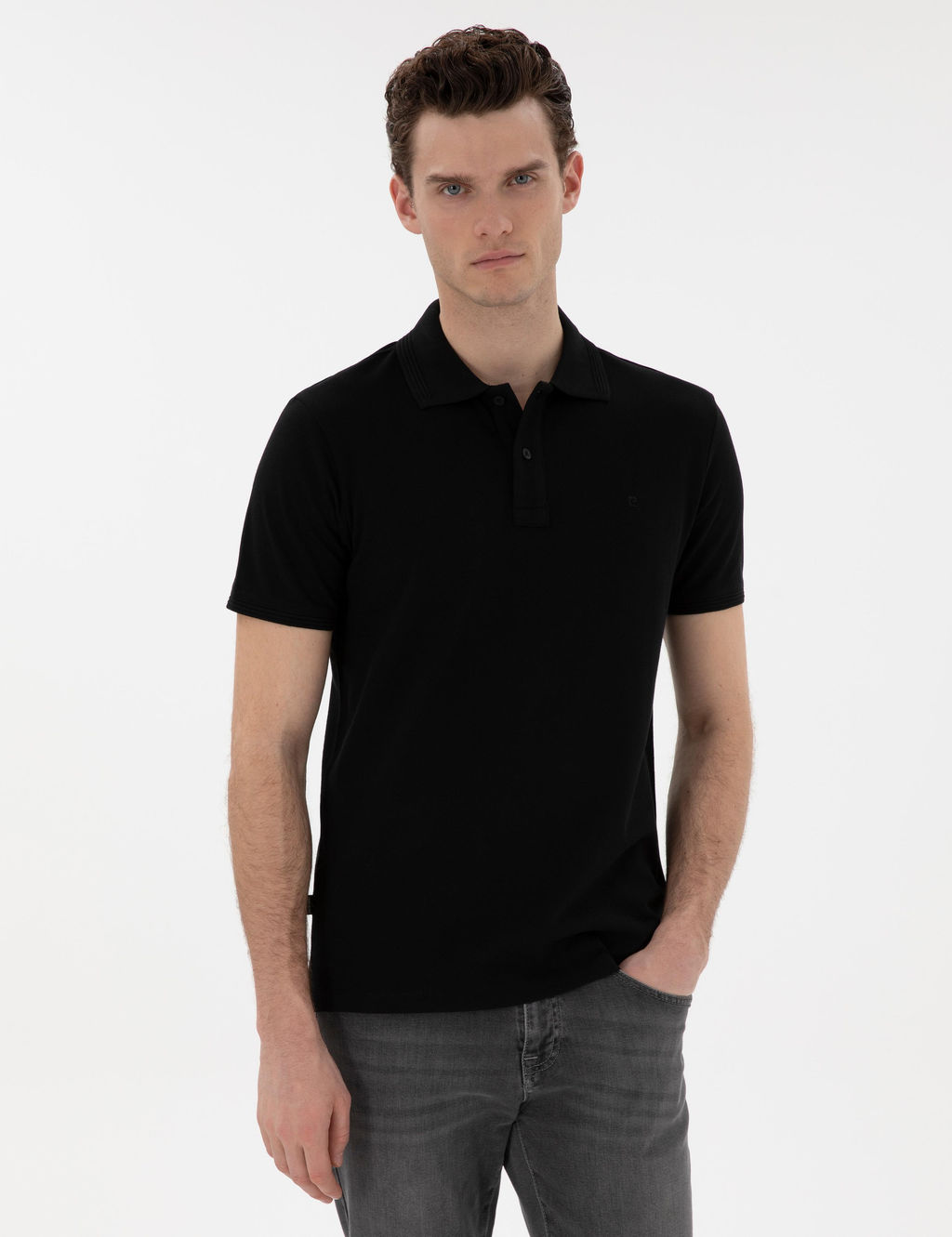 Siyah Slim Fit K_vr_lmaz Polo Yaka Basic Ti__rt - Pierre cardin фото 8