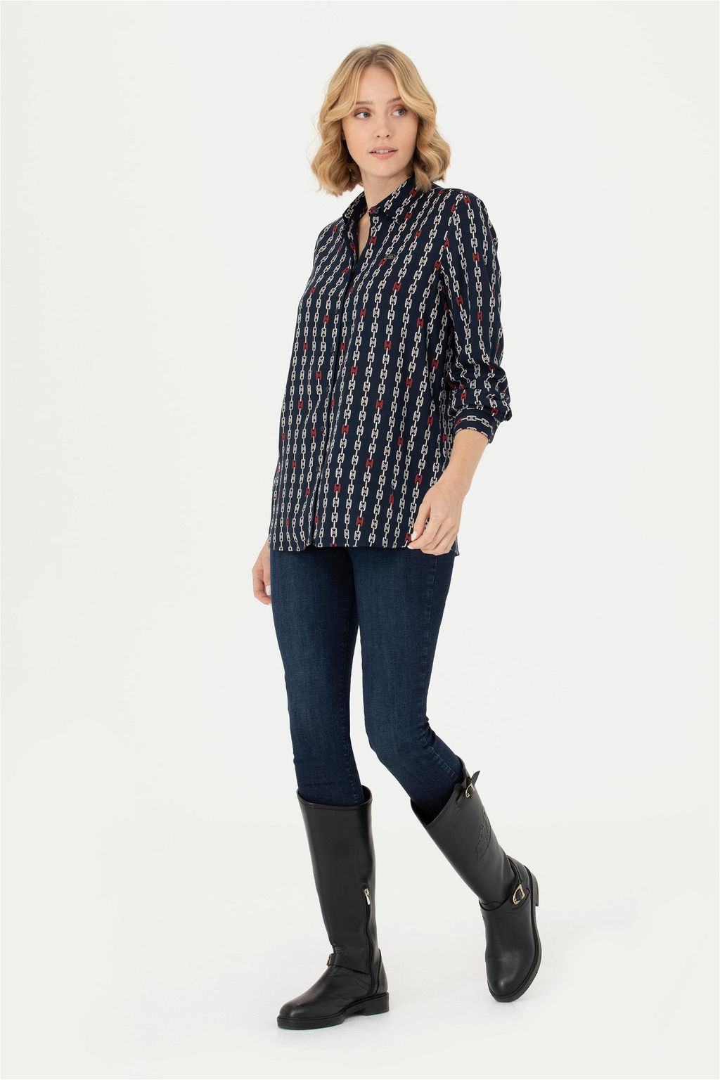 Женская темно-синяя рубашка с длинным рукавом Неожиданная скидка в корзине - U.s. polo assn фото 4