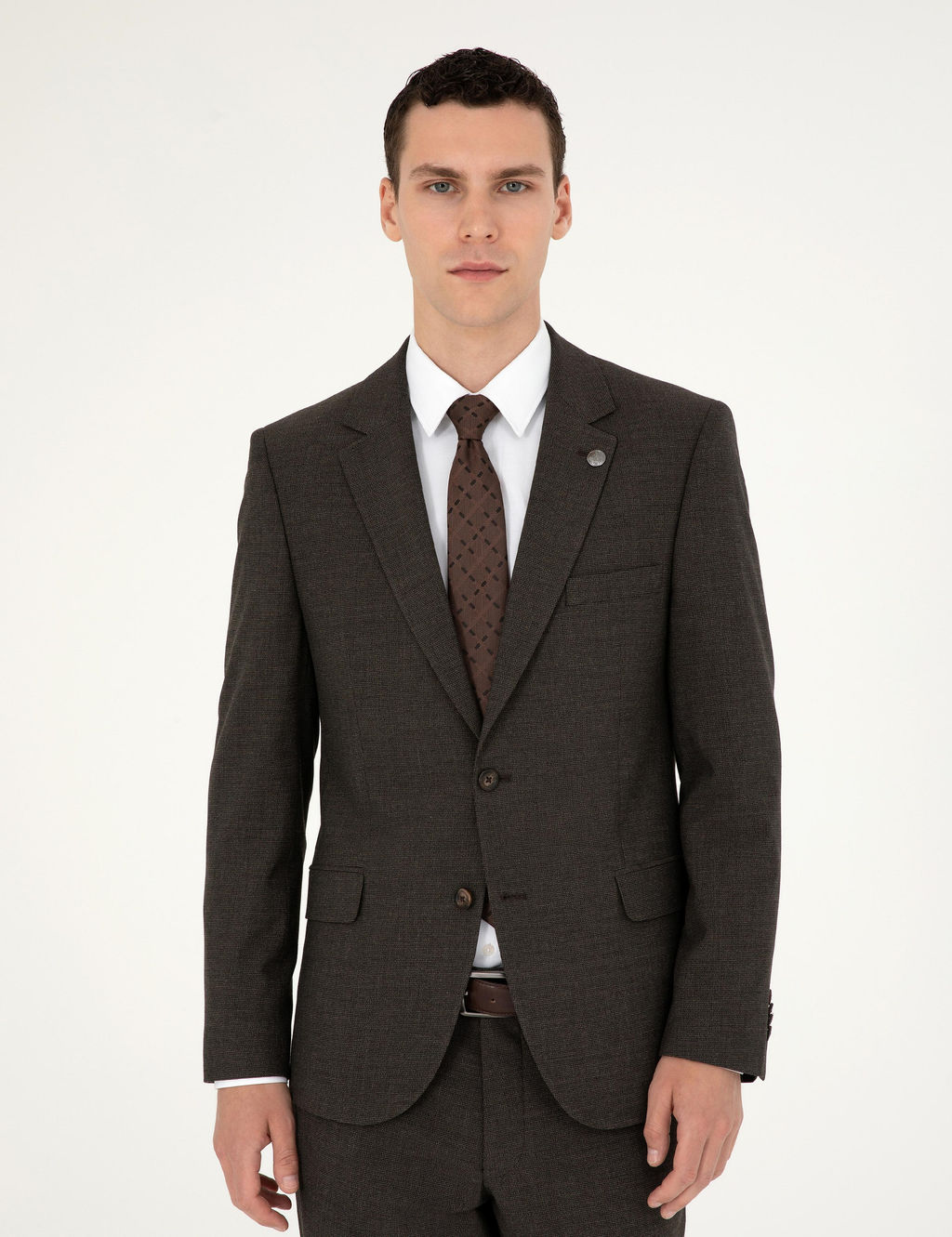 Kahverengi Slim Fit Tak_m Elbise