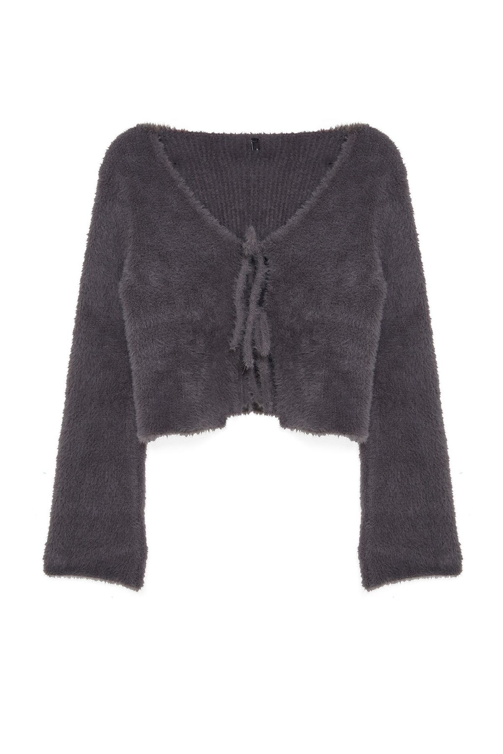 Antrasit Crop Tuylu Baglama Detayl? Triko H?rka TWOAW25HI00111