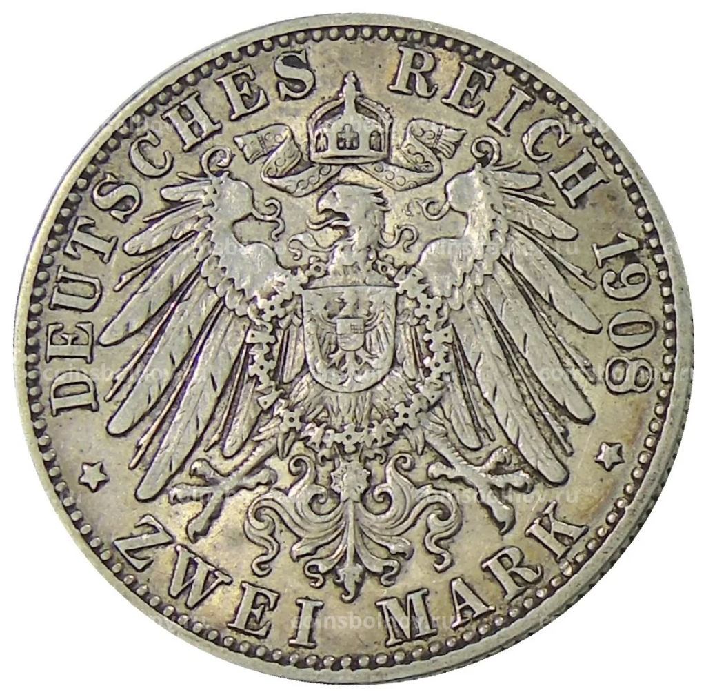 2 марки 1908 года D Германия (Бавария)