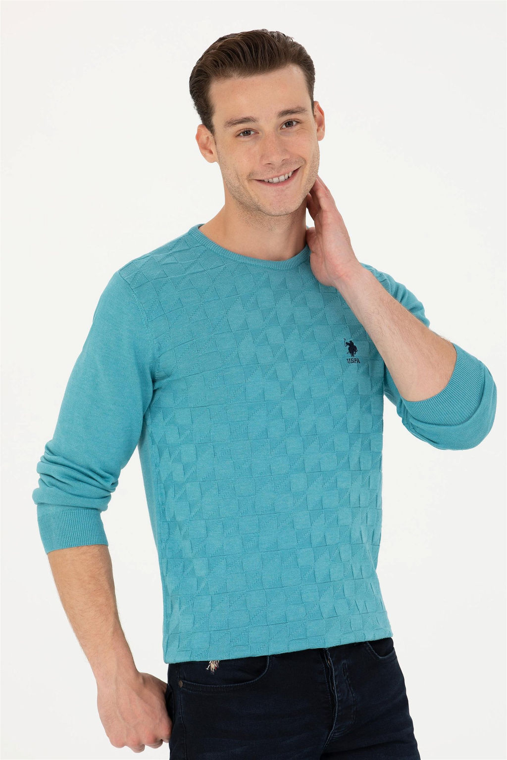 U. S. Polo Assn Мужской базовый свитер Petrol - U.s. polo assn фото 10