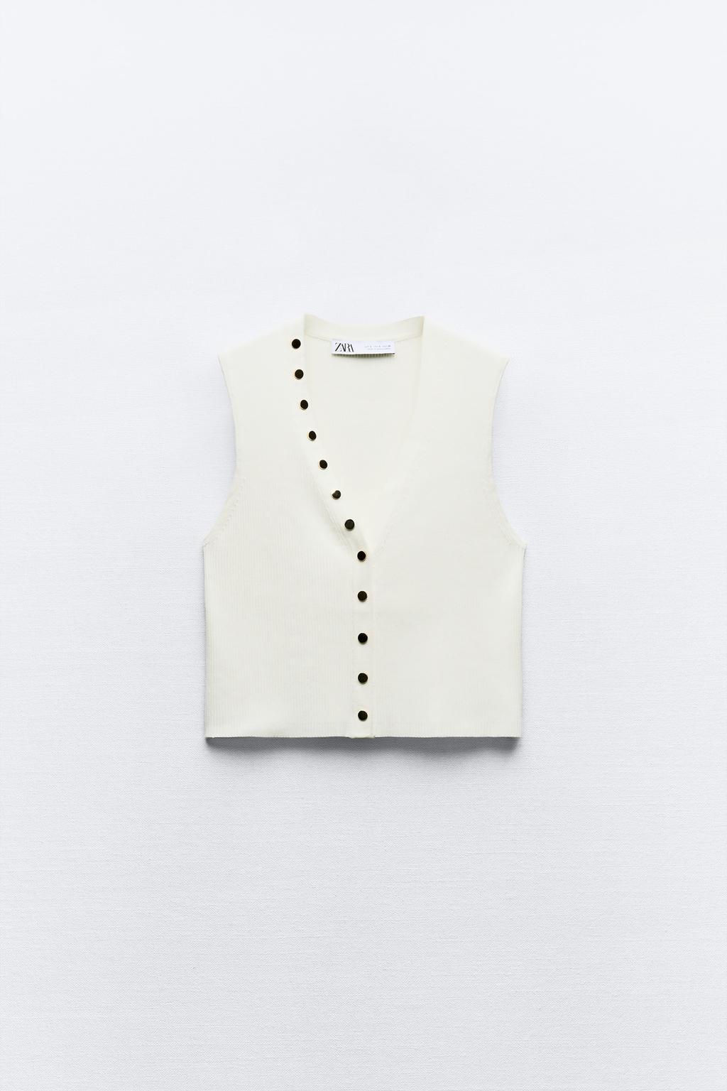 PLAIN KNIT TOP WITH GOLDEN BUTTONS - Zara фото 4