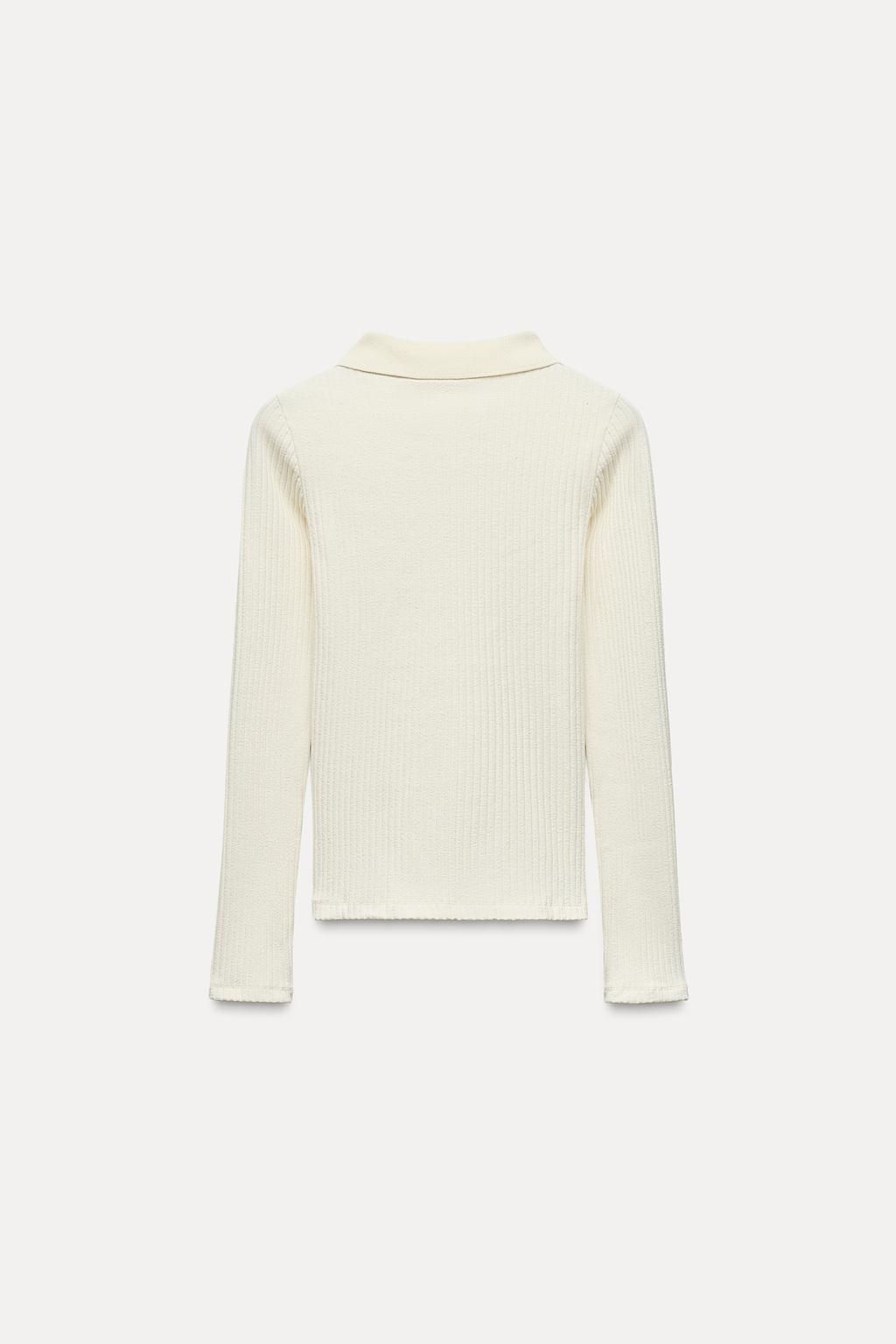 CABLE-KNIT POLO TOP - Zara фото 13