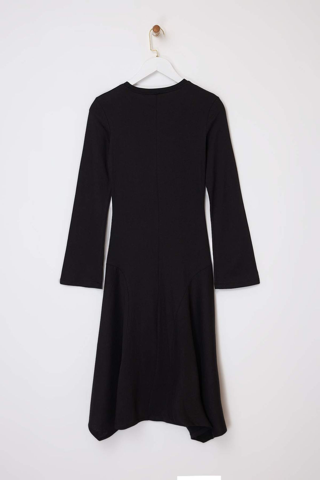 Siyah Belden Ac?lan Bisiklet Yaka Volanl?/F?rf?rl? Uzun %100 Pamuk Orme Elbise TWOSS26EL00022 - Trendyolmilla фото 6