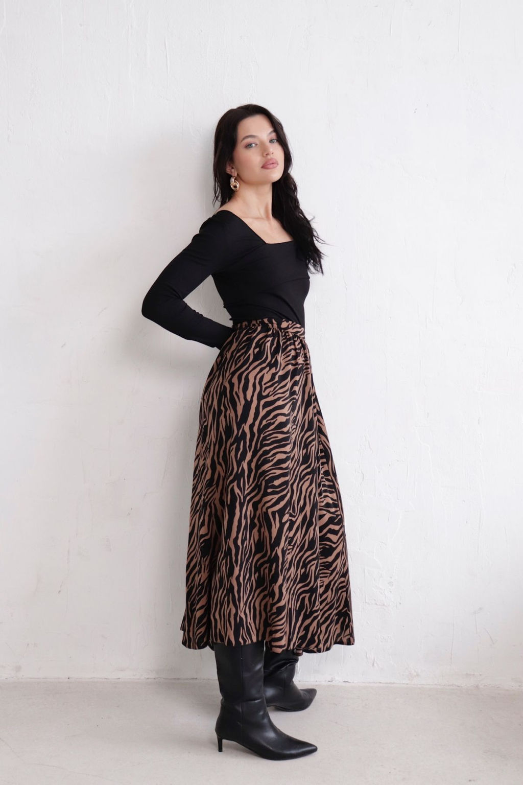 11321 Юбка А-силуэта кофейно-чёрная - Martichelli фото 10