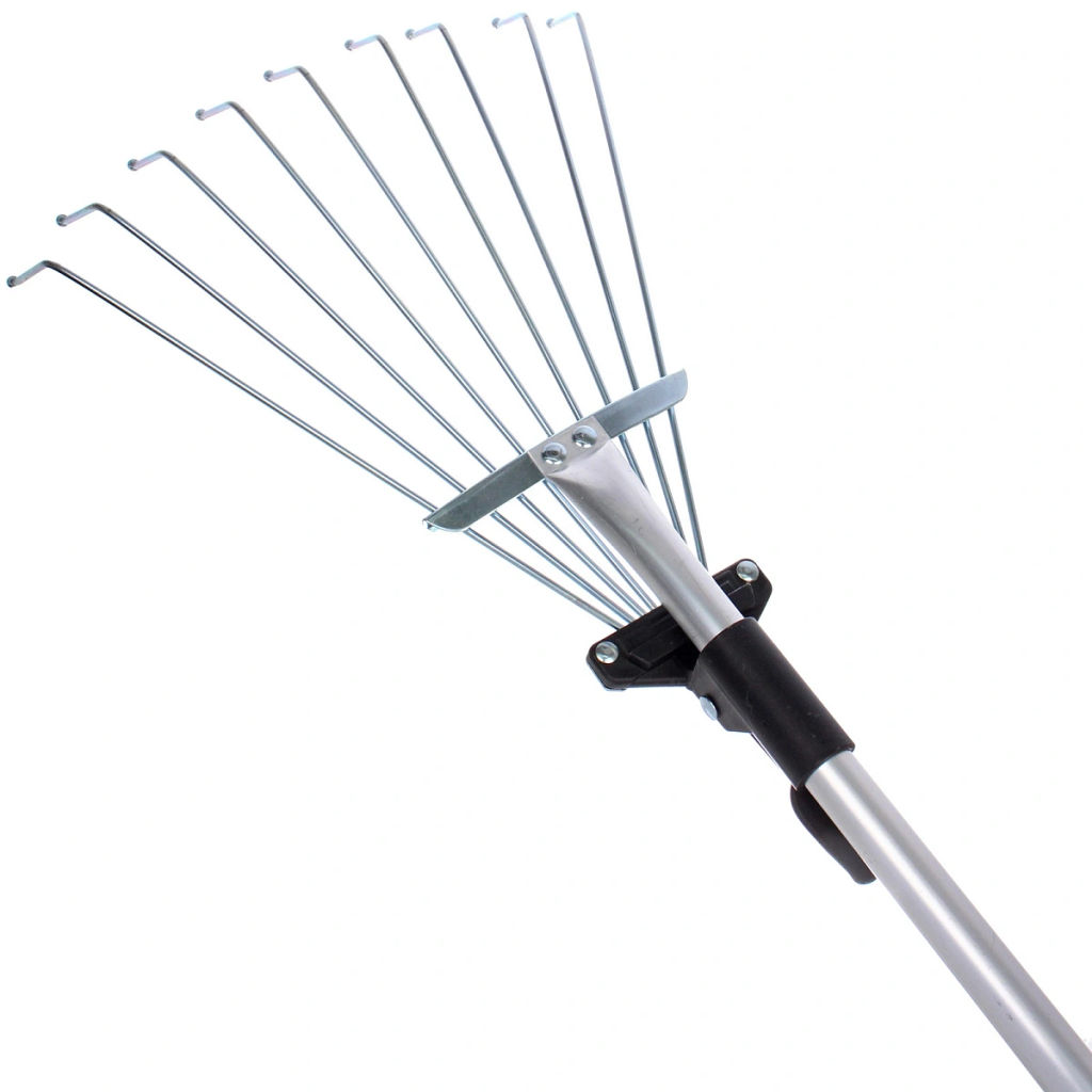 Грабли веерные раздвижные алюминивые малые с телескопическим черенком 9 зубьев 730мм ДоброСад