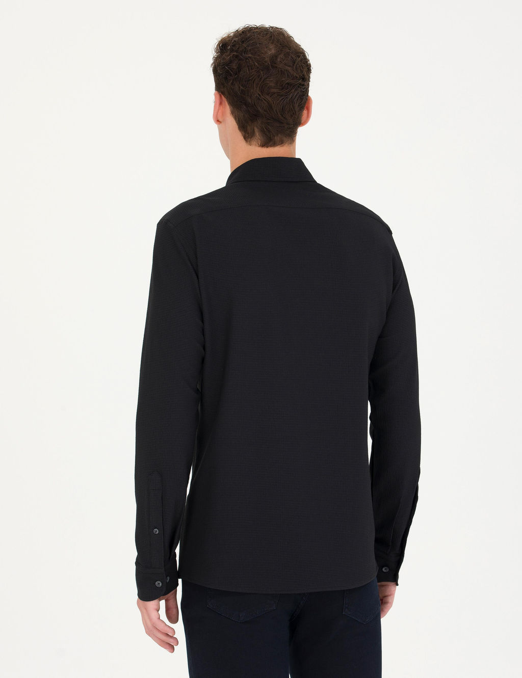 Рубашка Pierre Cardin Slim Fit черная с длинным рукавом