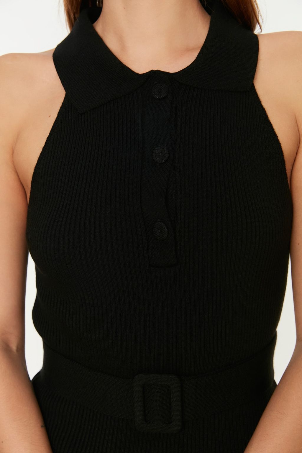 TRENDYOLMILLA Mavi Midi Triko Kemer Detayl? Elbise TWOSS22EL1031  фото 22