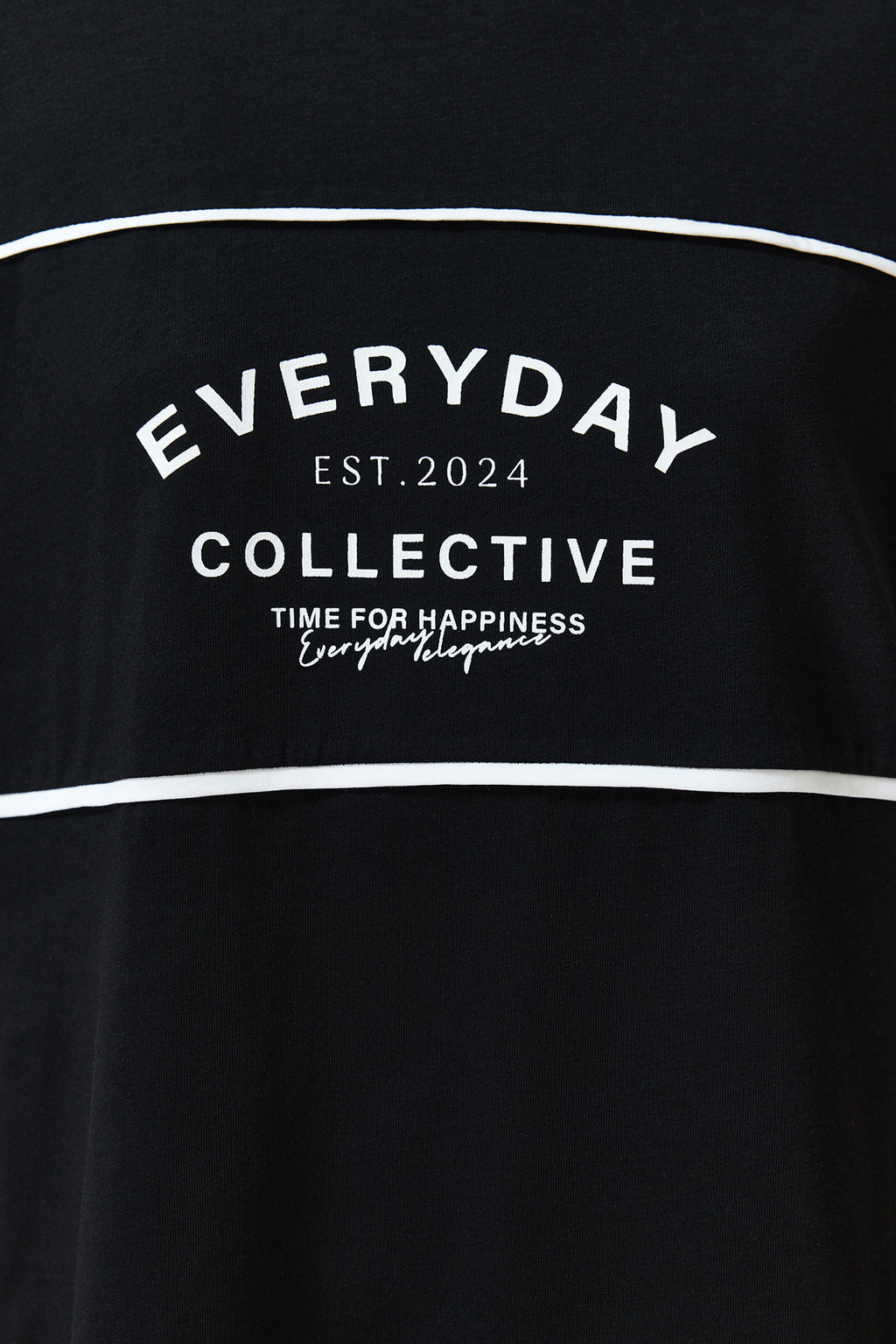 TRENDYOLMILLA Siyah %100 Pamuk Renk Bloklu Sloganl? Oversize/Genis Kal?p Orme T-Shirt TWOSS24TS00132 фото 4