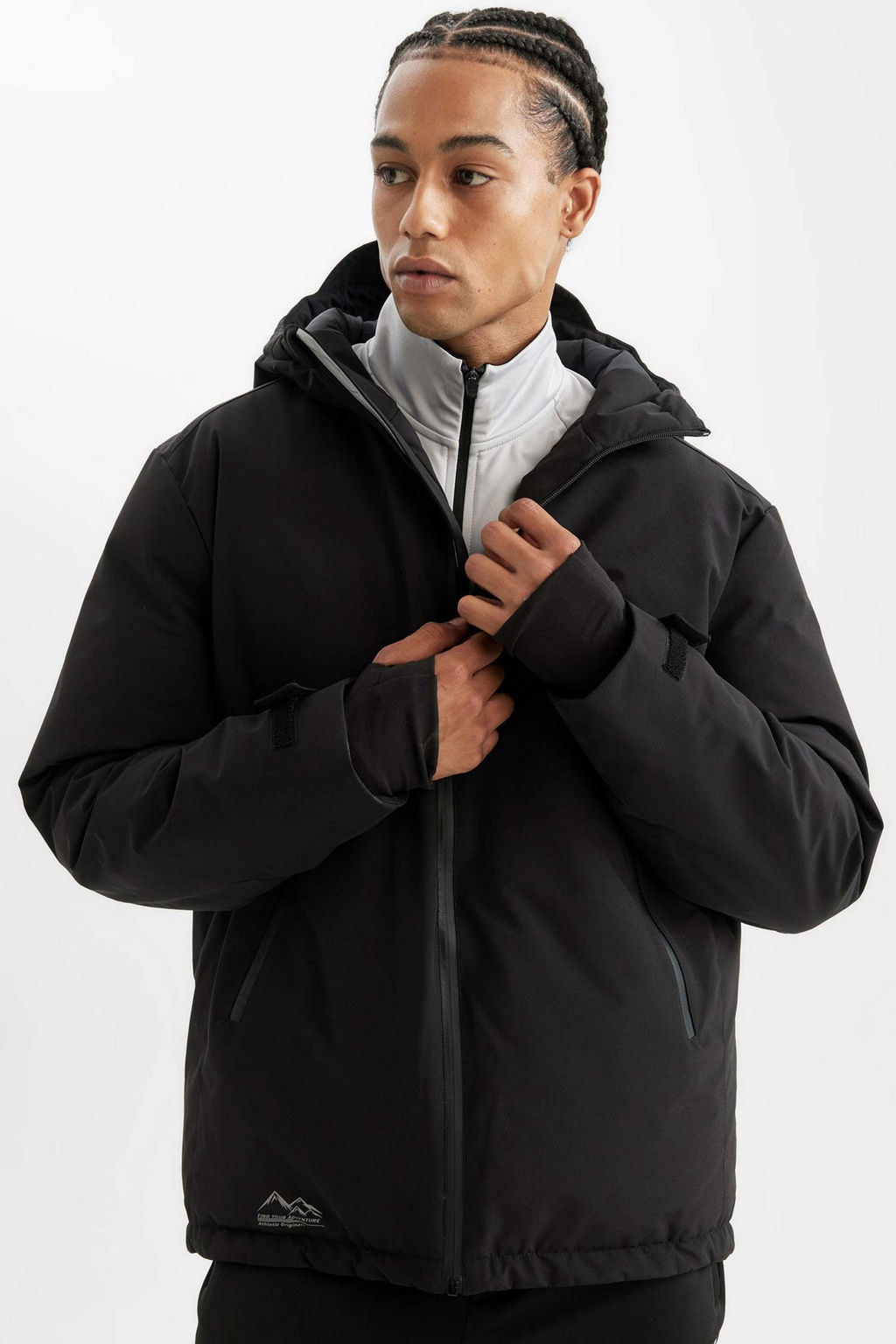 DeFactoFit Termometreli Mont Parka Su Itici Ruzgar Gecirmez Slim Fit Dar Kesim Kapusonlu Fermuarl?  фото 3