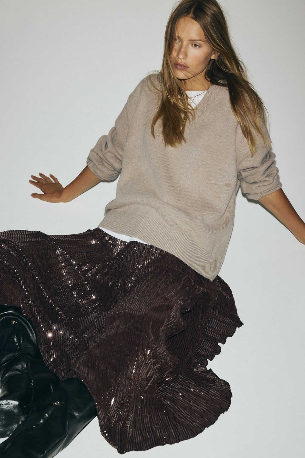 Falda plisada con lentejuelas - H&m фото 3