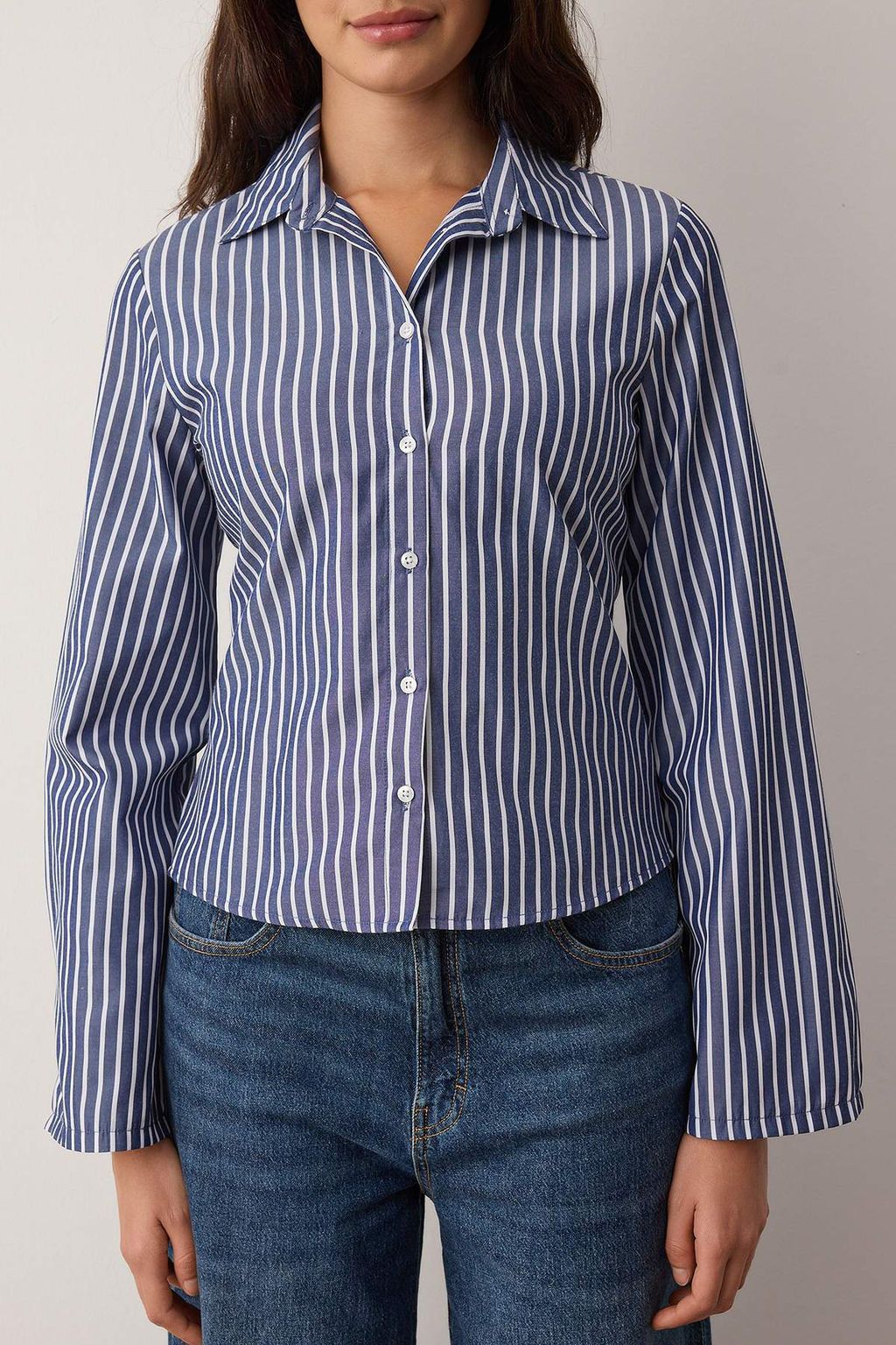 Ekru Korse Detayl? Bele Oturan Gomlek TWOAW26GO00055 - Trendyolmilla фото 10