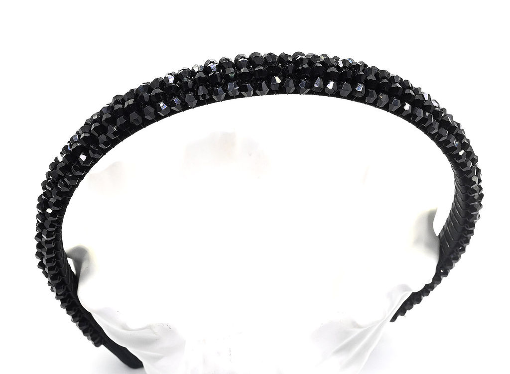 Ободок для волос с цирконом, цвет черный
